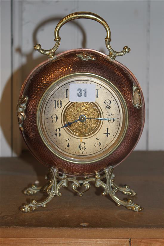 Brass & copper mantel clock